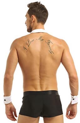 Sexy Stripper Kostuum voor Heren met Vlinderdas en Bretels — thumbnail 3