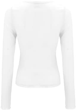Geribbeld Dames T-shirt met Lange Mouwen - Elegant Basis Henley Shirt — thumbnail 2
