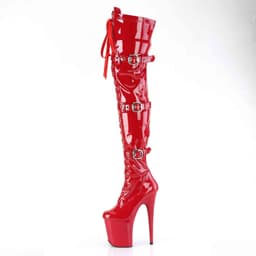 Pleaser - FLAMINGO3028 Plateau Overknee Laarzen - US 10 - 40 Shoes - Rood — thumbnail 3