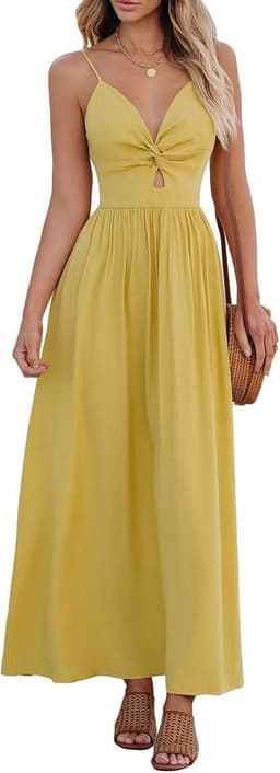 Dames Zomerjurk V-hals Twist Front Boho Strandjurk Casual Party Jurk — thumbnail 7