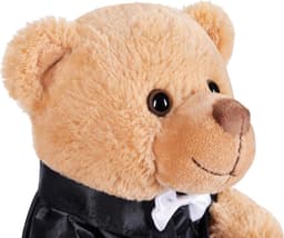 Bruidspaar Knuffels - Teddyberen Set - Cadeau Huwelijk - Elegante Pakken - 25 cm Hoog - Bruin en Zwart — thumbnail 4