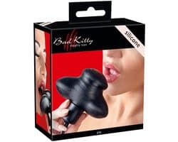 Bad Kitty – Siliconen Vlinder Gag Mond Knevel met Bal Pomp voor een Volle Mond - Zwart