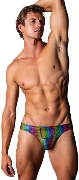 Male Power Sexy Tanga met Voorzak en Kobalt penisring - L/XL - Regenboog - Multicolor — thumbnail 1