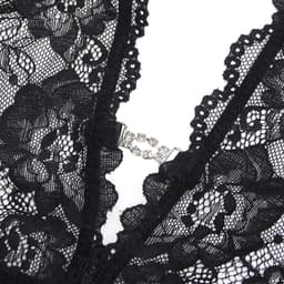 Sexy Lingerie - Erotische Zwarte Glamour Body Kant met Decolleté - Stras steentjes - Open Kruis - Sexy Teddy - Erotiek - Valentijnsdag - Kleur Zwart - Maat XL — thumbnail 5