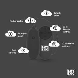 LUV EGG - Oplaadbaar Vibrerend Ei - Vibratie Eitje met Afstandsbediening (draadloos) - Oplaadbaar - Waterproof - Koppeltoy - Seksspeeltje - Sex Toys voor Vrouwen - Zwart — thumbnail 12