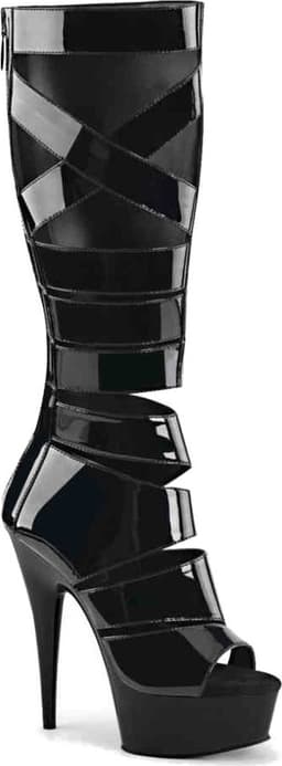 EU 39 = US 9 | DELIGHT-600-49 | 6 Heel, 1 3/4 PF Knee High Gladiator Boot, Back Zip — thumbnail 6