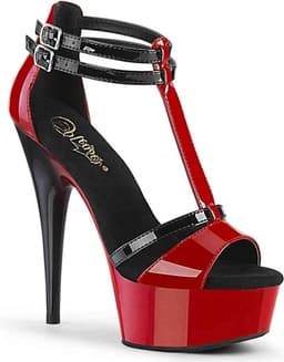 Pleaser - DELIGHT-663 Sandaal met enkelband - US 6 - 36 Shoes - Rood/Zwart — thumbnail 1