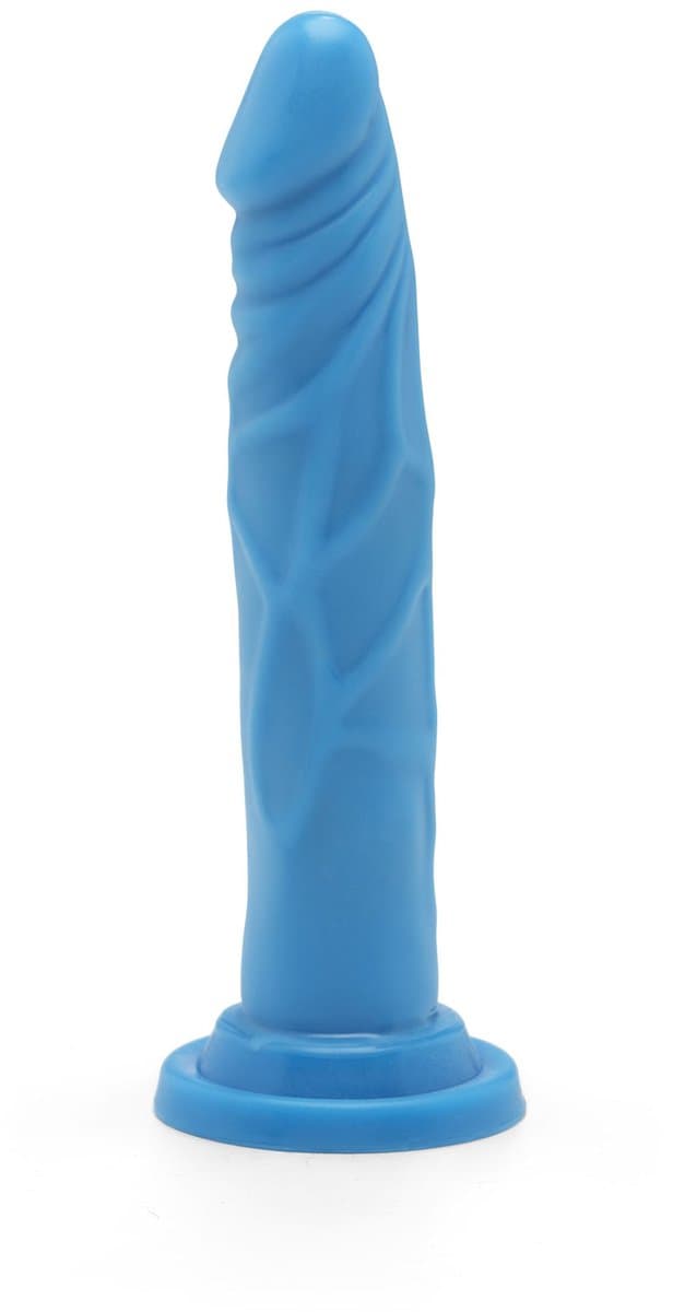 Get Real – Dual Density Dildo met Zuignap met Aders in Stijlvol Opvallend Ontwerp Verharde Kern - 19 cm – Blauw — afbeelding 1