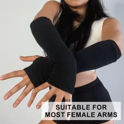 4 paar vingerloze handschoenen-armwarmers-handbeschermer-duimgat-elleboogwarmers-modieuze-passende-handschoenen-Schwarz-One Size (Fabrikant maat:ONESIZE) . — thumbnail 2