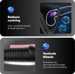 Rosebay Anaal Vibrator met Cockring & Afstandsbediening - Prostaat Stimulator - Stotende Vibrator - Seksspeeltjes voor Mannen - Zwart — thumbnail 6