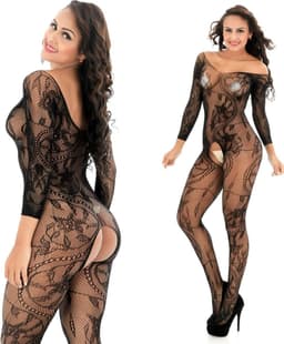 Sexy open Bodystocking, Erotische Body Panty, Sexy Catsuit met Open Kruisje.Ook voor Cadeau. — thumbnail 2