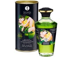 Shunga - Verwarmende Olie - Om Van Het Lichaam Te Likken - Green Tea