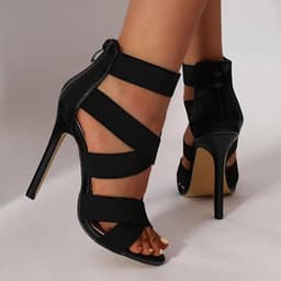 Hoge hakken voor dames, stilettohak, open teen, hoge hakken, sandalen, vismond, ritssluiting achter, stiletto-schoenen, geschikt — thumbnail 2
