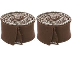 Elastische manchetten voor het naaien van gebreide geribbelde katoenen stof mouwen tailleband geribbelde afwerking, [voor kleding, knutselwerk] - bruin/ 2 stuks