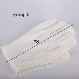 3 paar witte katoenen handschoenen voor dames en heren - stoffen handschoenen eczeem droge handen - hydratatie reiniging zilveren kostuums muntensieraden — thumbnail 2