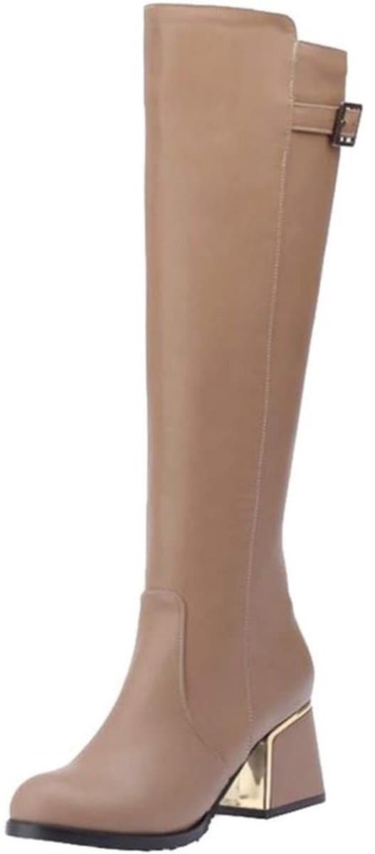 Elegante Dames Hoge Laarzen met Blokhak voor Herfst en Winter — afbeelding 1
