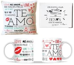 Romantische cadeaus voor koppels - Kussen en Mok met Liefdesboodschappen - Originele Geschenken voor Valentijnsdag, Verjaardag en Jubileum — thumbnail 1