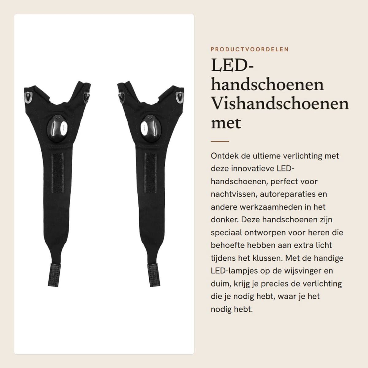Dailygoods - LED-handschoenen - Vishandschoenen met verlichting - Halve vingers - Nachtvissen - Heren - Vaderdagcadeau — afbeelding 1