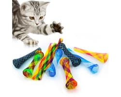 10 stuks kattenspeelgoed met veer - Kleurrijke spiraal - Van gekleurd plastic - Kattenspeelgoed - Bijten en kittens jacht - Willekeurige kleur
