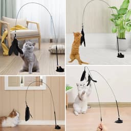Spelen met veren voor katten, interactief kattenspeelgoed, interactief kattenspeelgoed met zuignap, voor binnen trainen — thumbnail 5