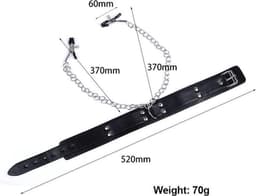 Choker met tepelklemmen - Halsband - BDSM - Rollenspel - Sexspeeltje - Erotiek - Imitatieleer - Zwart - Jonyx — thumbnail 2