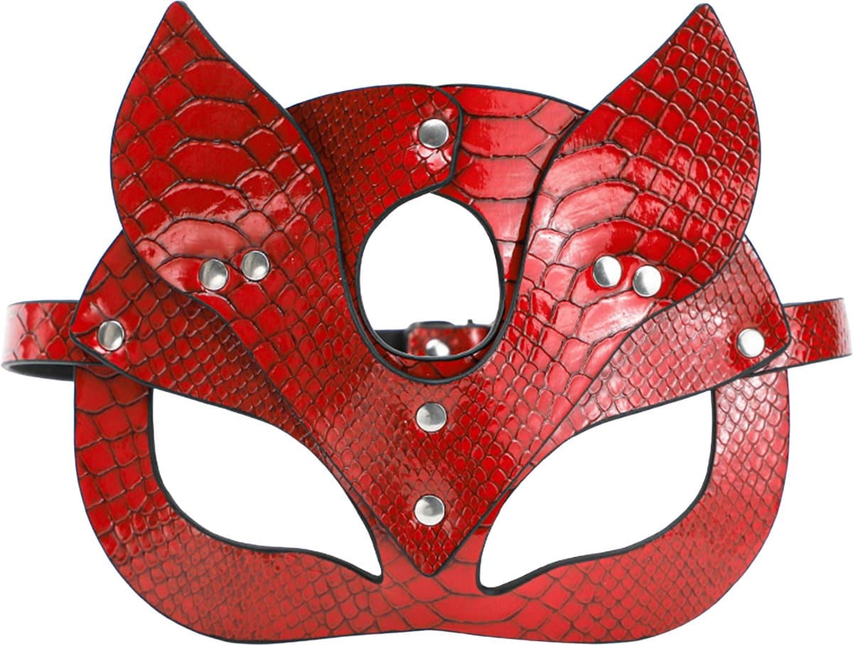 Smart Moves - Masker Kat - Slangenprint PU Leer - Rood — afbeelding 1