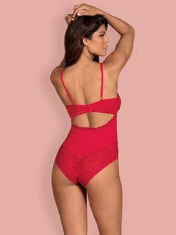 Obsessive Jolierose Open Kruis Teddy - Erotische Body - Maat S/M - Rood — thumbnail 10