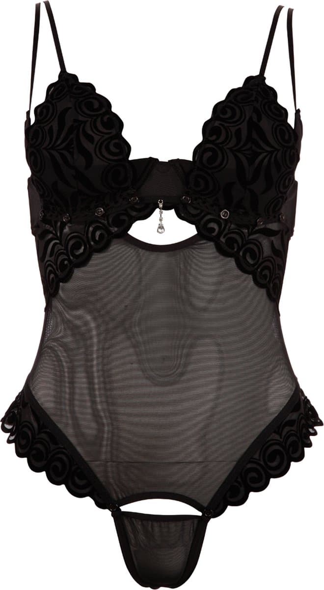 Zwarte String body met afneembare cups en kruis — afbeelding 1