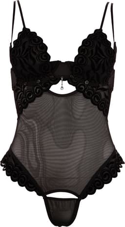 Zwarte String body met afneembare cups en kruis — thumbnail 1