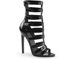 EU 37 = US 7 | SEXY-52 | 5 Heel Closed Back Strappy Cage Sandal, Back Zip