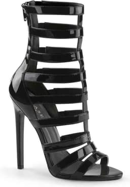 EU 37 = US 7 | SEXY-52 | 5 Heel Closed Back Strappy Cage Sandal, Back Zip — thumbnail 1