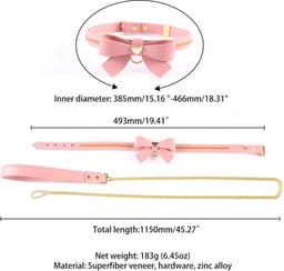 Sevanda - Love Heart Butterfly - Vegan Lederen Collar met Leiband - Roze — thumbnail 4