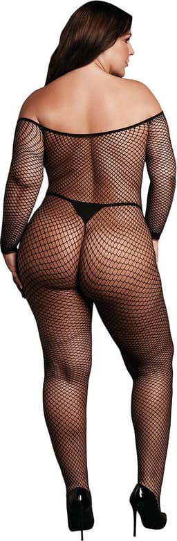 Bodystocking OffShoulder Neck - Fishnet / Open - OSX - Black — thumbnail 4