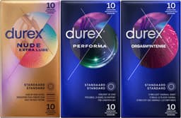 Durex - 30 Condooms - Performa 10st - Nude Extra Lube 10st - Orgasm Intense 10st — thumbnail 8