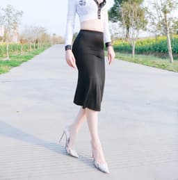 Doorschijnende lange rok - Erotische vrouwen kleding - Zwart — thumbnail 2