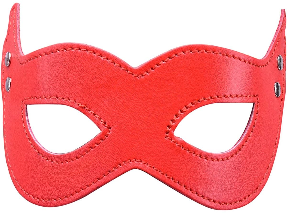 Pu lederen Masker - Sexy masker - Rollenspel masker - Rood - PU Leer - Sexy - Erotisch masker - Harnas - Meesteres One2Play — afbeelding 1