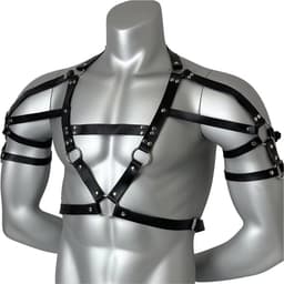 Sexy Heren Harnas Bovenlichaam – Verstelbaar Bondage Harnas - Kunstleer met Ringen – One Size - Erotiek & Bondage - Riem Voor Mannen - BDSM Sex Toys — thumbnail 4
