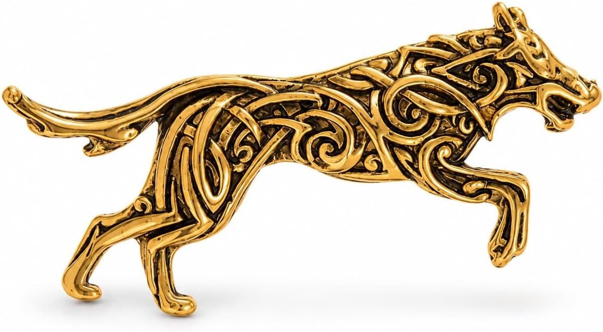 Zinklegering Keltische Wolf Broche Vintage Dieren Spelden voor Vrouwen Mannen Sieraden Jassen Pakken Jurk — afbeelding 1