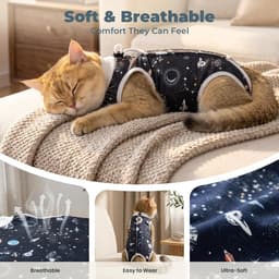 2-delig kattenbody voor katten, na kastratie, sterilisatie, weigeren, anti-rimpel beschermend pak voor buikwonden - Space (S) — thumbnail 2