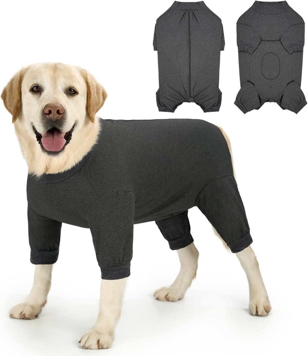Na operatie body voor honden met ritssluiting, hond op body met benen, beschermend pak hond, kastratiebody, hond, medisch hondenbody, lekbescherming, wondbeschermingspak, honden — afbeelding 1