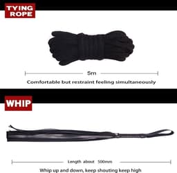 Bondage BDSM Kit Boeien, 7-delige bondage boeien set Fetisj bed boeien kits Handboeien Flogger Touw Kraag Oogband SM Spelletjes voor volwassenen voor vrouwen, mannen en koppels Seksspeeltjes — thumbnail 4
