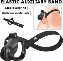 Belt voor mannen, 2-in-1 met 4 penissteunen, zwart, maat S — thumbnail 2