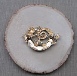 Kameleon hagedis sieraden broche van groen staal en blauwe stenen. — thumbnail 3