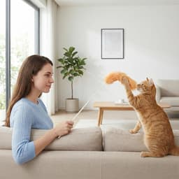 5 stuks kattenspeelgoed met veren, 38 cm lang, kattenspeelgoed, jachtstok — thumbnail 2