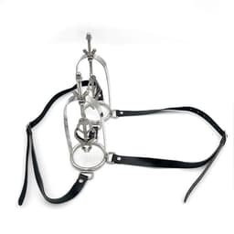 Nooitmeersaai - Tepelstretchers kooi met harnas - Metaal/PU leer - Zilver/zwart - 450 gram — thumbnail 5