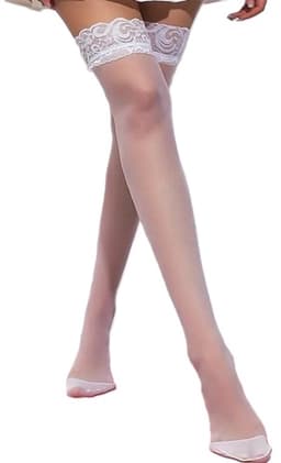 Erotische Panty I Sexy Kousen I Sexy Panty I Met Brede Kantrand Motief I Wit — thumbnail 1