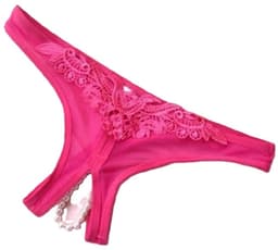 Erotische Slip met Parelketting – Sexy String met Open Kruis | One Size (S/M/L) | Verleidelijke Lingerie | Spandex & Katoen I Roze — thumbnail 5