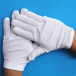 Katoenen handschoenen wit L 4stuks – 2paar Beschermende Handschoenen - Medium - Gezondheidszorg - Ziekenhuis - Beauty Center, Kapper en Salon Spa Tattoo – Jewelry - eczeem / allergie / handcreme - juweliers / munt handschoen — thumbnail 6