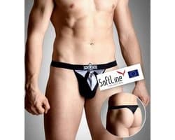Softline Collection - G-string met satijn aanzicht zwart/wit S t/m L