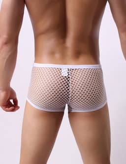 Witte Visnet Boxershort Heren – Sexy Transparant Herenondergoed – Maat S/M — thumbnail 3